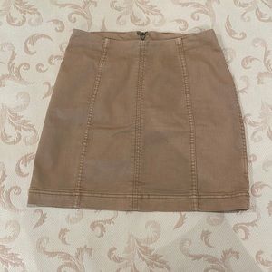 Free people tan / beige / cream mini bodycon skirt